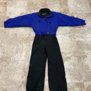Eddie Bauer EBTEK Womens Snow Ski Suit Coveralls Size 6 Blue Black Quilted